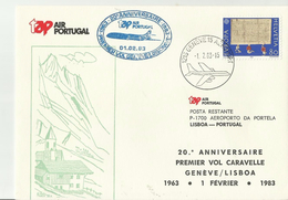 PORTUGAL Erst Flug   Geneva Lisbona 1983 - Cartas & Documentos