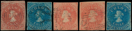 Chili : 1853/1866, 5 Zeer Mooie Zegels ' - Collections (with Albums)