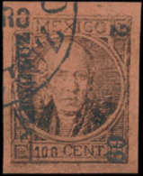 N° 47 B '1868 Hidalgo 100R Zwart Op Roze - Mexico