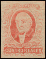 N° 4 '1856 Hidalgo 4R Rood, Zonder Opdru - Messico