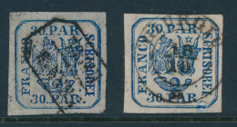 N° 10 En 10A '1862/64, 30 P Blauw, 2 Dru - Andere & Zonder Classificatie