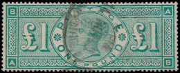 N° 212 '1891 Victoria £ 1 Green' Enkele - Andere & Zonder Classificatie