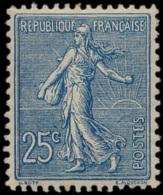 N° 132 'Semeuse Fond Ligné 25c Bleu' Per - Autres & Non Classés