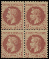 N° 26A '1863, 2c Rouge-brun' (Blok Van 4 - Altri & Non Classificati