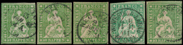 N° 30 'Helvetia 40R Groen' (10x), Mooie - Oblitérés