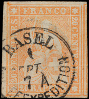 N° 29 'Helvetia 20R Oranje' Zeer Breed G - Used Stamps