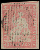 N° 28 C 'Helvetia 15R Roze, Op Dun Papie - Used Stamps