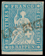 N° 27a 'Helvetia 10R Blauw' Zeer Breed G - Used Stamps