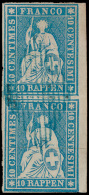 N° 27b 'Helvetia 10R Blauw' (in Paar) Br - Used Stamps