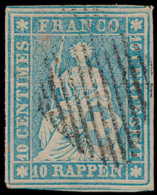 N° 27b 'Helvetia 10R Melkblauw' Breed Ge - Used Stamps