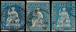 N° 27, 27a En 27b 'Helvetia 10R Blauw' 3 - Used Stamps