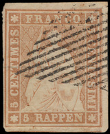 N° 26c 'Helvetia 5R Bruin' Zeer Breed Ge - Used Stamps