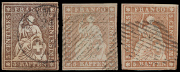 N° 26a 'Helvetia 5R Bruin' (3x) Diverse - Used Stamps