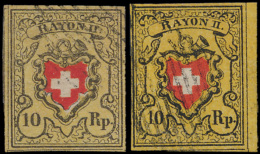 N° 15 '1850 Rayon II' (2x) Verschillende - Used Stamps