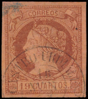 N°50 '1866 Isabella II 19 Cuartos Bruin - Gebruikt