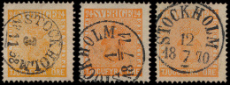 N° 9 '24 öre Oranjegeel' (3x) Uitgezocht - Used Stamps