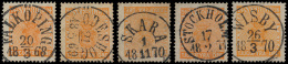 N° 9 '24 öre Oranjegeel' (5x) Uitgezocht - Used Stamps