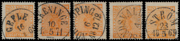 N° 9 '24 öre Oranjegeel' (5x) Alle Met V - Used Stamps