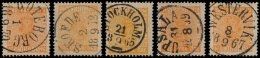 N° 9 '24 öre Oranjegeel' (5x) Alle Met V - Used Stamps