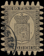 N° 12 '10p Zwart Op Vertikaal Gelijnd Pa - Used Stamps