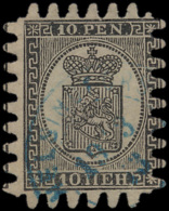 N° 12 '10p Zwart Op Vertikaal Gelijnd Pa - Used Stamps