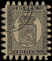 N° 12 '10p Zwart Op Vertikaal Gelijnd Pa - Used Stamps