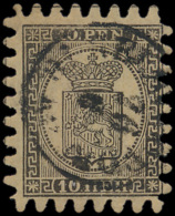 N° 12 '10p Zwart Op Vertikaal Gelijnd Pa - Used Stamps