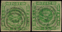 N° 9 '1858, 8 S Groen' (2x) Volrandige E - Usati