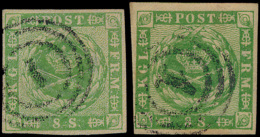 N° 5 En 9 '1854/58, 8 S Groen' Beide Typ - Gebruikt