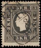 N° 7 '3 Kr Zwart, Type I' Met Prachtige - Oblitérés