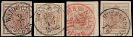 N° 4 '1850, 6 Kr Bruin' (4x) Diverse Tin - Gebruikt