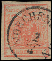 (Mi) N° 3 XR '3 Kr Rood' , Geribd Papier - Used Stamps