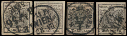 N° 2 '2 Kr Zwart' (4x) Volrandige Ex., M - Used Stamps