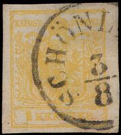 N° 1 '1 Kr Geel, Type III' Zeer Mooi Ger - Used Stamps