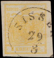 N° 1 '1 Kr Geel, Type I' Breed Gerand, Z - Used Stamps