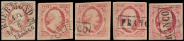 N° 2 '10 Cent Rood' (5x) Diverse Tinten, - Other & Unclassified