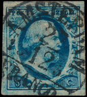 N° 1 '5 Cent Donkerblauw' Breed Gerand, - Autres & Non Classés