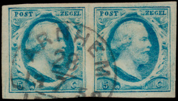 N° 1 '5 Cent Blauw' (in Paar), Beide Zeg - Other & Unclassified