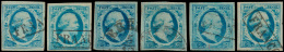 N° 1 '5 Cent Blauw' (6x) W.o. Plaat VI D - Other & Unclassified