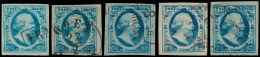 N° 1 '5 Cent Blauw, Diverse Platen' (5x) - Other & Unclassified