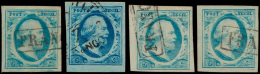 N° 1 '5 Cent Blauw' (4x) LUXE Zegels (NV - Andere & Zonder Classificatie
