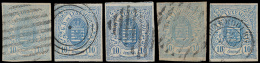 N° 6 '10c Bleu Clair' (5x), Goed Gerande - 1852 William III