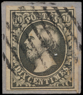 N° 1b '10c Noir Verdâtre' Op Fragment, Z - 1852 Guillaume III