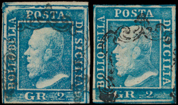 N° 20 '1859, 2 Gr Blauw' (2x) Met Gebrui - Sicile