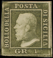 N° 19 '1859 Gr 1 Olijfgroen', Zm (Yv € 1 - Sicilia