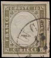 N° 11b '1855, 10c Bruingrijs' Gekeurd, Z - Sardinia