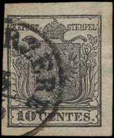 N° 2 '10c Zwart, Type I' Breed Gerand, L - Lombardije-Venetië