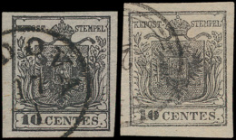 N° 2 '10c Zwart, Type I' (2x), Breed Ger - Lombardije-Venetië