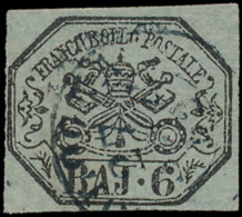 N° 7 '1852, 6 Baj Grijs' Volrandig Mooi - Papal States