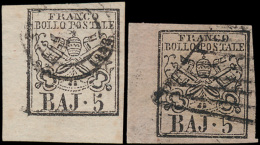 N° 6 '1852, 5 Baj' (2x) Licht- En Zeer L - Papal States